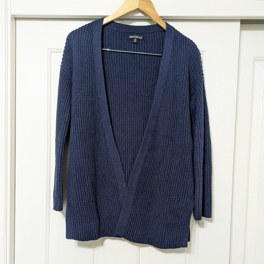 J. CREW Mercantile Ribbed Navy Blue Cardigan Sweater Size XSmall